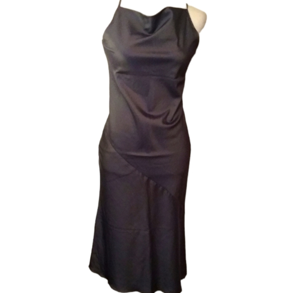 Satiny slip dress, gray pewter. Amaco.  Medium